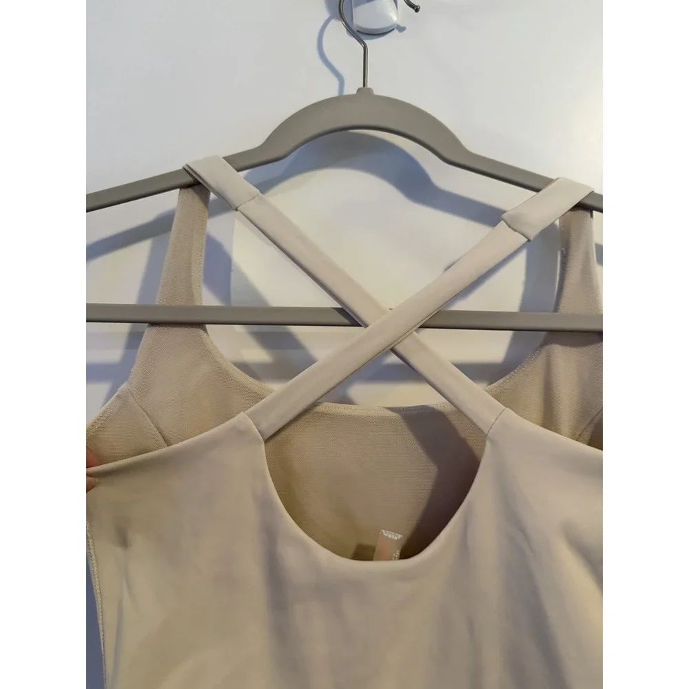 Free People FP Movement Righteous Runsie XS Mineral Bath Cream Romper Cutout